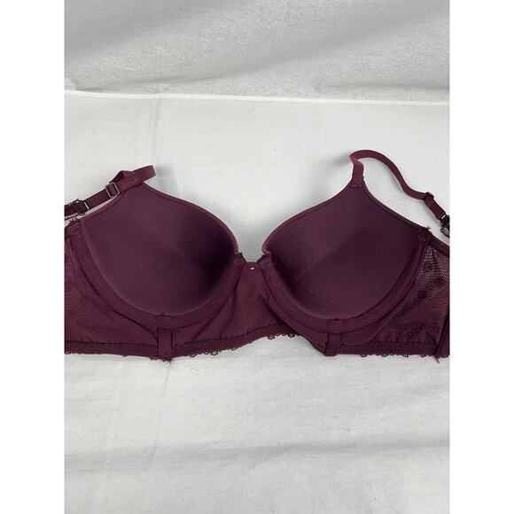 Aerie Bra Underwire Push Up Burgundy Lace Whimsigoth Vamp Dark Coquette Goth - Picture 3 of 6